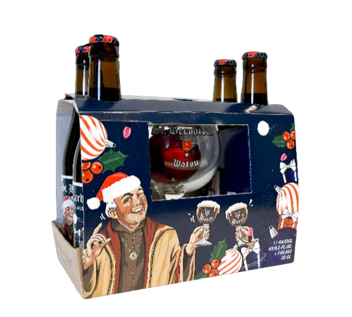 St. Bernardus Christmas Ale Gift Set (4-11.2oz bottles + Glass)